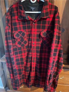 croft & barrow Red and Black Plaid Button-Down Jacket.